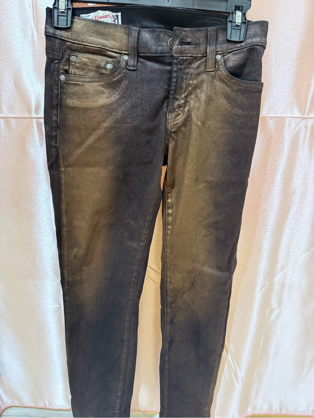 Vintage Red Engine "Scorcher" Metallic Coated Skinny Jeans- XS SIZE 26
